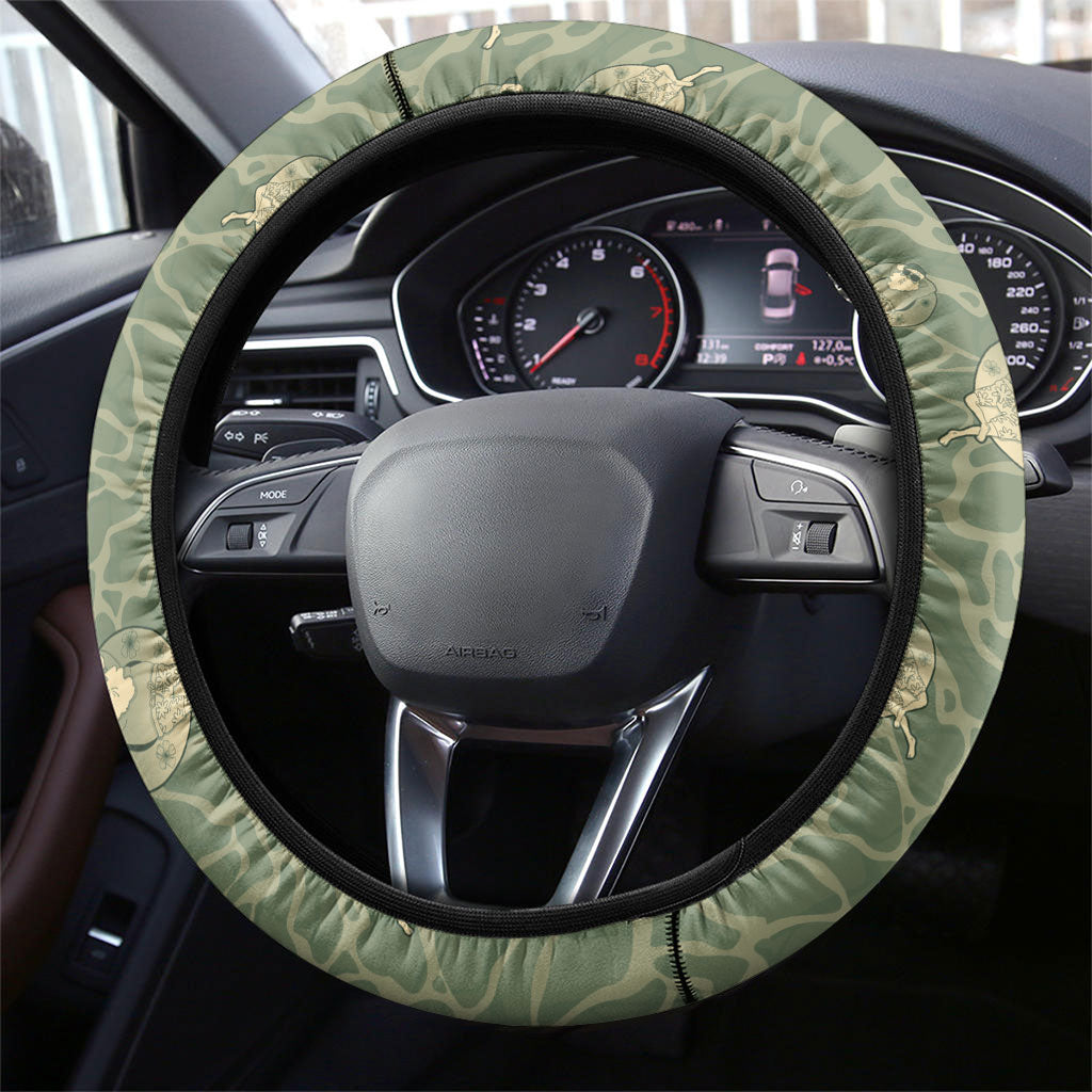 Hawaii Christmas In July Steering Wheel Cover Olive Green Mele Kalikimaka Sea Animals