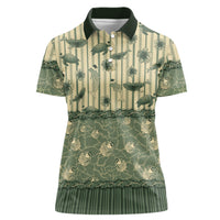 Hawaii Christmas In July Women Polo Shirt Olive Green Mele Kalikimaka Sea Animals DT05 Female Green - Polynesian Pride