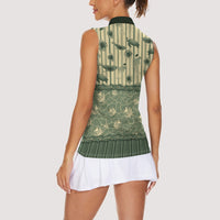 Hawaii Christmas In July Women Sleeveless Polo Shirt Olive Green Mele Kalikimaka Sea Animals DT05 - Polynesian Pride