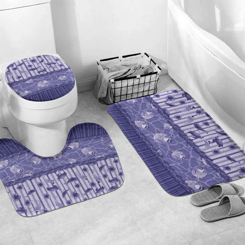 Hawaii Christmas In July Bathroom Set Amethyst Purple Mele Kalikimaka Sea Animals DT05 Mat Set Only (3 pcs) One Size Purple - Polynesian Pride