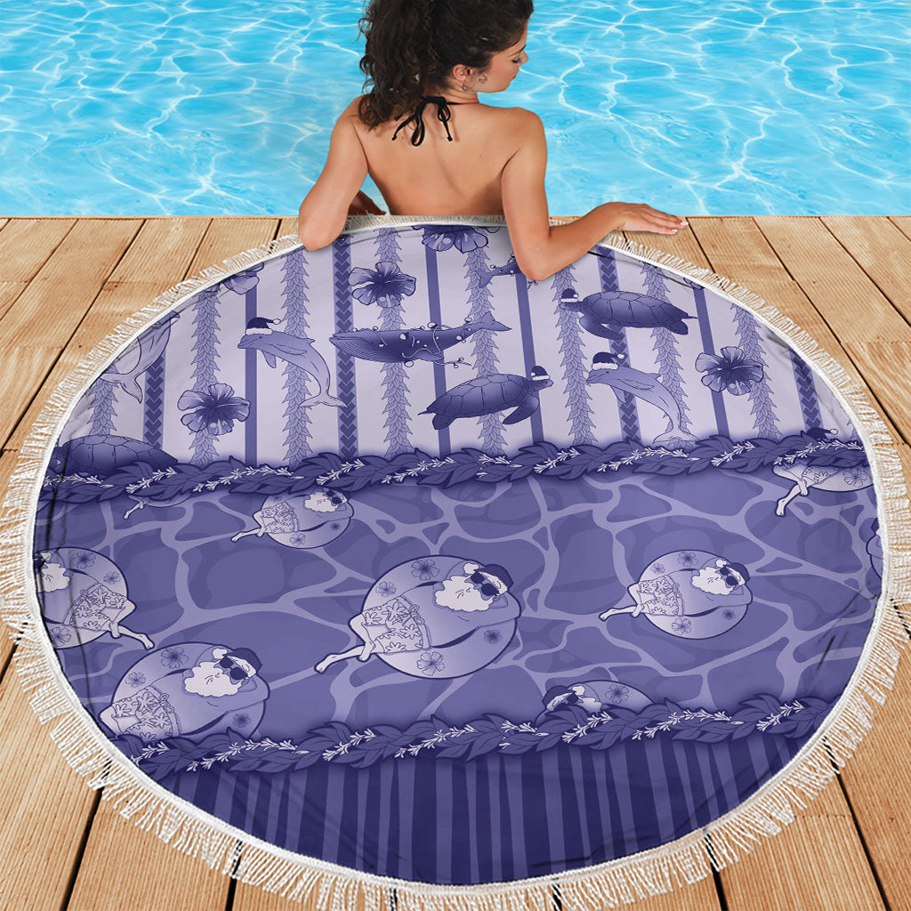 Hawaii Christmas In July Beach Blanket Amethyst Purple Mele Kalikimaka Sea Animals DT05 - Polynesian Pride