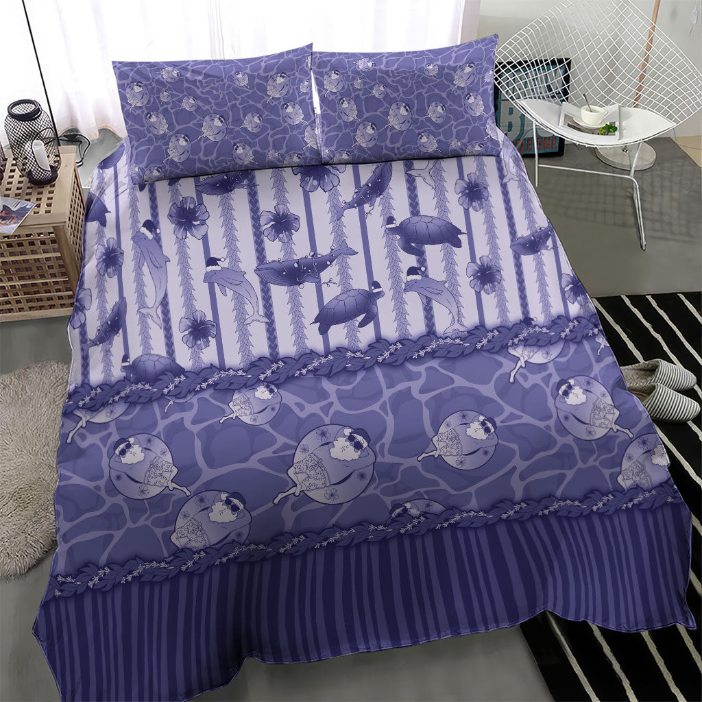 Hawaii Christmas In July Bedding Set Amethyst Purple Mele Kalikimaka Sea Animals DT05 - Polynesian Pride