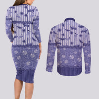 Hawaii Christmas In July Couples Matching Long Sleeve Bodycon Dress and Long Sleeve Button Shirt Amethyst Purple Mele Kalikimaka Sea Animals DT05 - Polynesian Pride