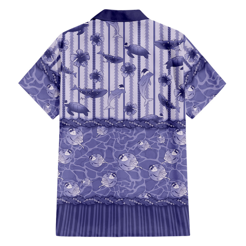 Hawaii Christmas In July Family Matching Off Shoulder Maxi Dress and Hawaiian Shirt Amethyst Purple Mele Kalikimaka Sea Animals DT05 - Polynesian Pride