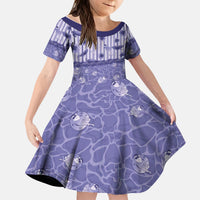 Hawaii Christmas In July Kid Short Sleeve Dress Amethyst Purple Mele Kalikimaka Sea Animals