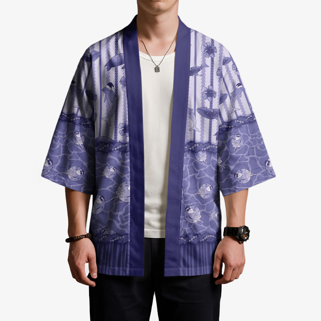 Hawaii Christmas In July Kimono Amethyst Purple Mele Kalikimaka Sea Animals DT05 - Polynesian Pride