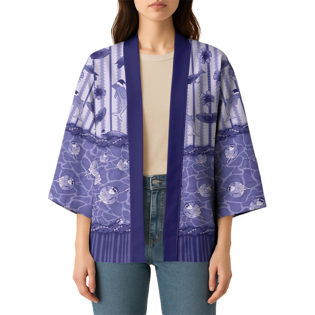 Hawaii Christmas In July Kimono Amethyst Purple Mele Kalikimaka Sea Animals DT05 - Polynesian Pride