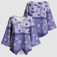 Hawaii Christmas In July Kimono Sleeve Blouse Amethyst Purple Mele Kalikimaka Sea Animals