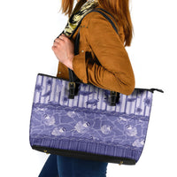 Hawaii Christmas In July Leather Tote Bag Amethyst Purple Mele Kalikimaka Sea Animals