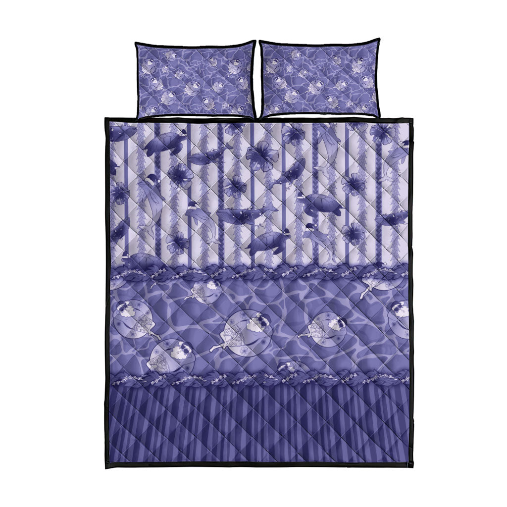 Hawaii Christmas In July Quilt Bed Set Amethyst Purple Mele Kalikimaka Sea Animals