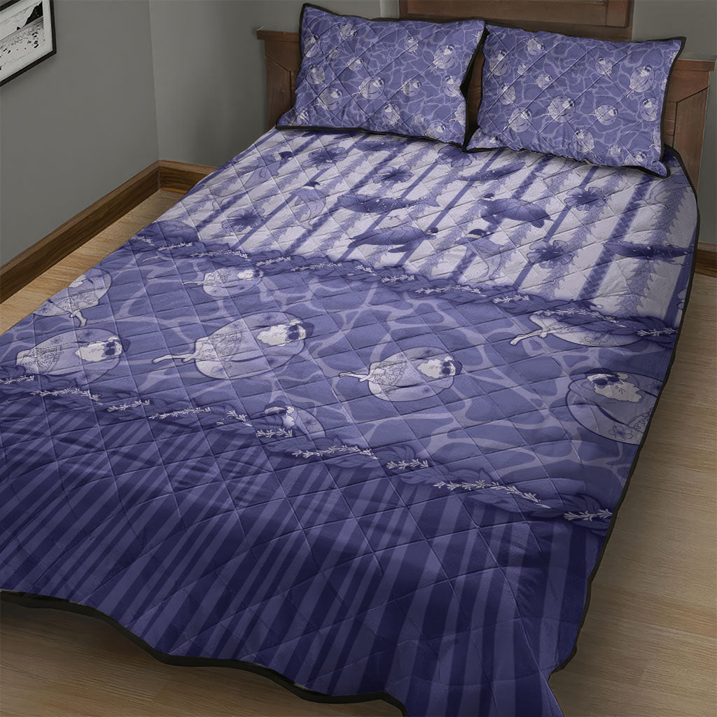 Hawaii Christmas In July Quilt Bed Set Amethyst Purple Mele Kalikimaka Sea Animals
