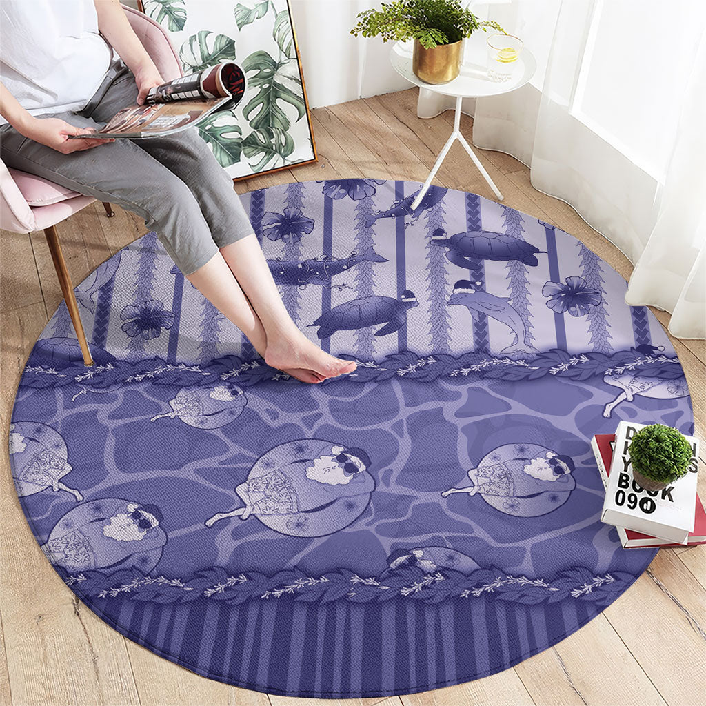Hawaii Christmas In July Round Carpet Amethyst Purple Mele Kalikimaka Sea Animals DT05 - Polynesian Pride