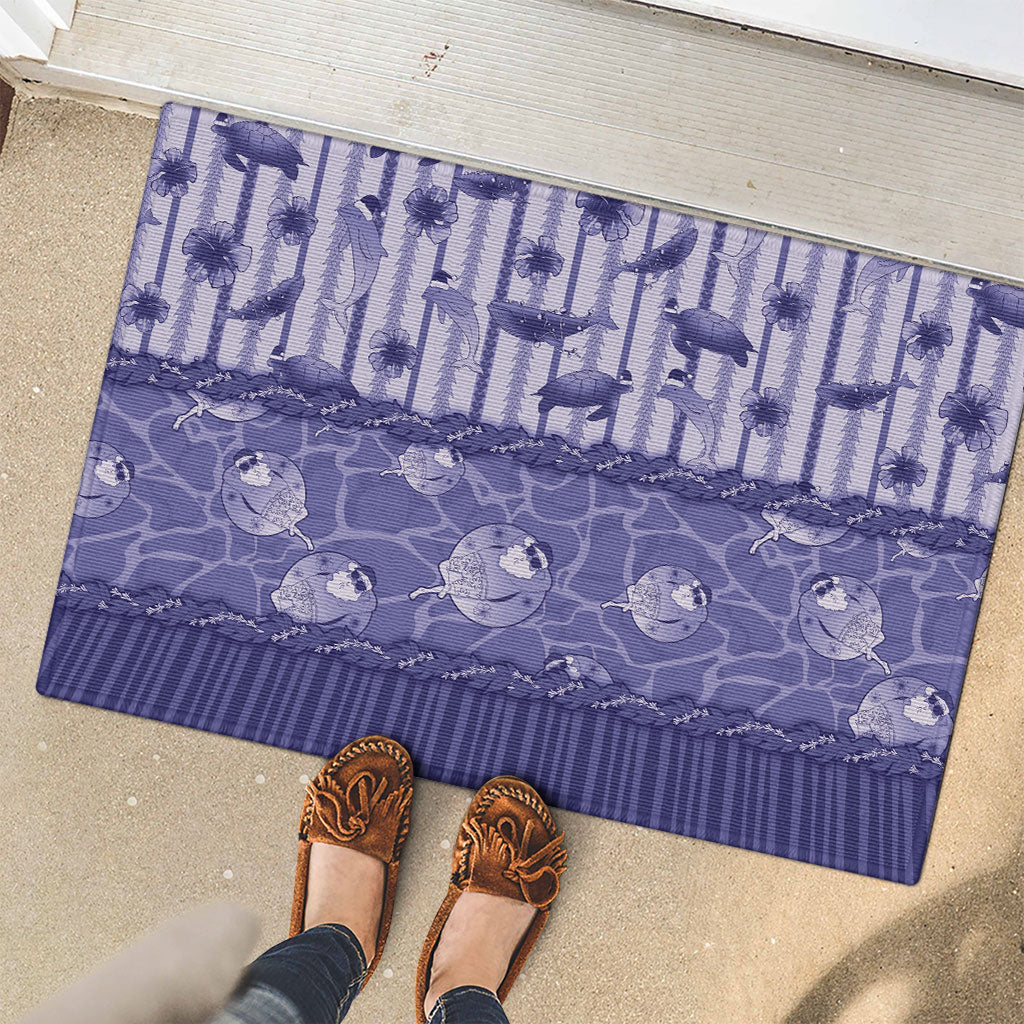 Hawaii Christmas In July Rubber Doormat Amethyst Purple Mele Kalikimaka Sea Animals