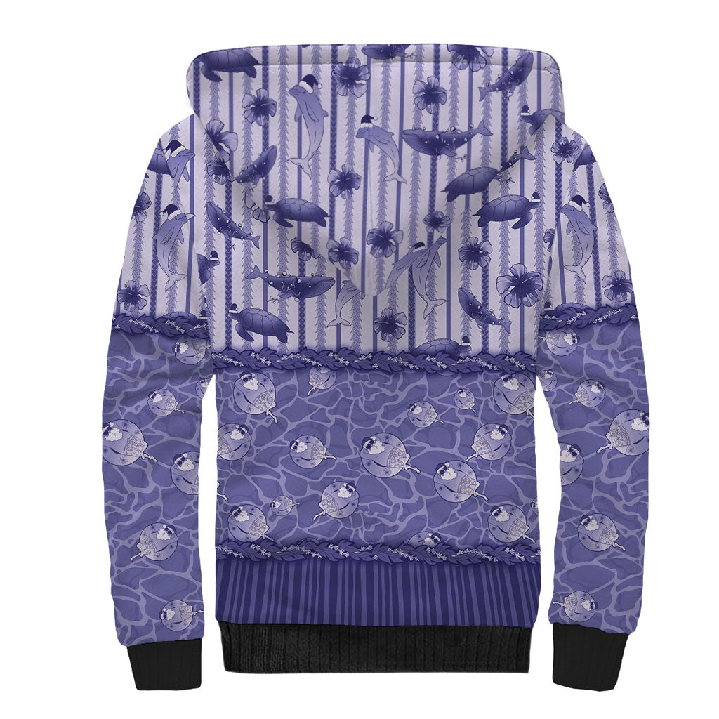 Hawaii Christmas In July Sherpa Hoodie Amethyst Purple Mele Kalikimaka Sea Animals DT05 - Polynesian Pride
