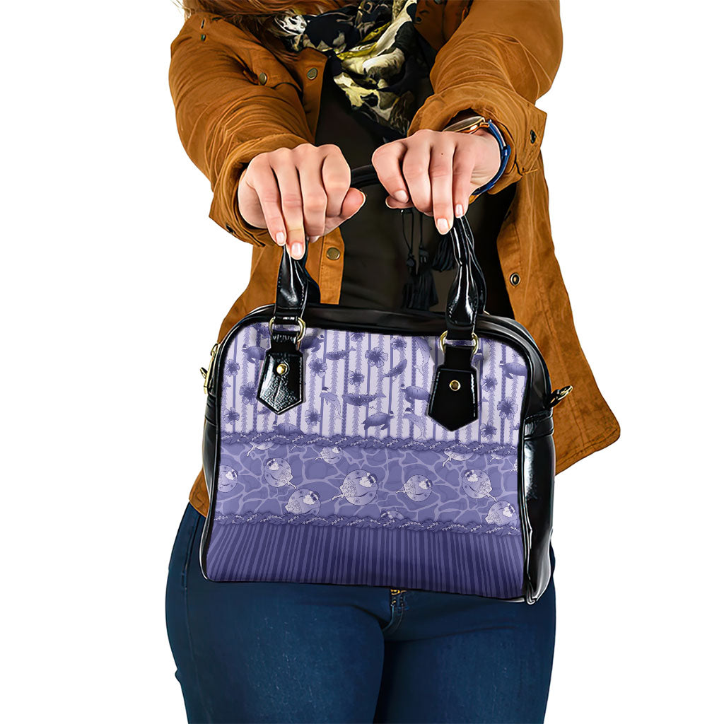 Hawaii Christmas In July Shoulder Handbag Amethyst Purple Mele Kalikimaka Sea Animals