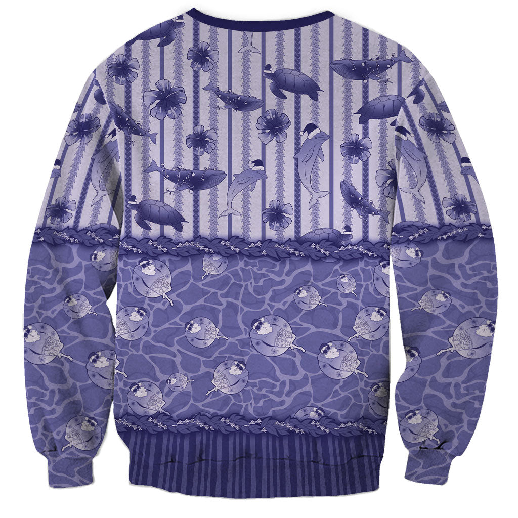 Hawaii Christmas In July Sweatshirt Amethyst Purple Mele Kalikimaka Sea Animals