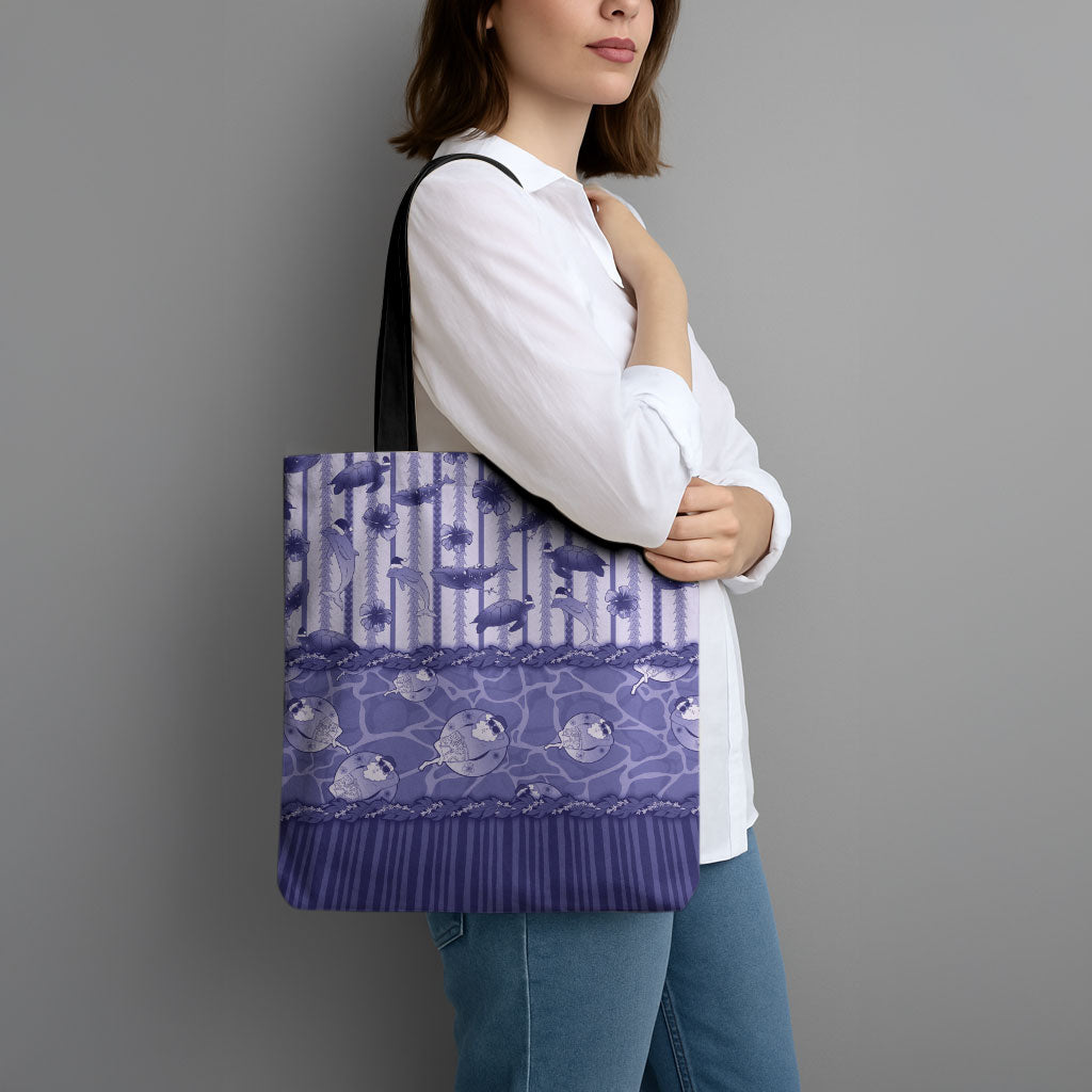 Hawaii Christmas In July Tote Bag Amethyst Purple Mele Kalikimaka Sea Animals