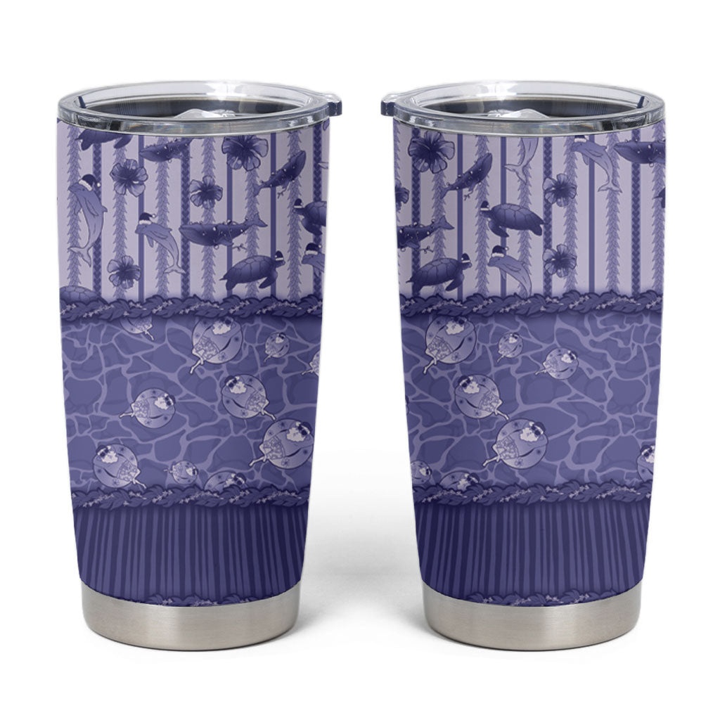 Hawaii Christmas In July Tumbler Cup Amethyst Purple Mele Kalikimaka Sea Animals