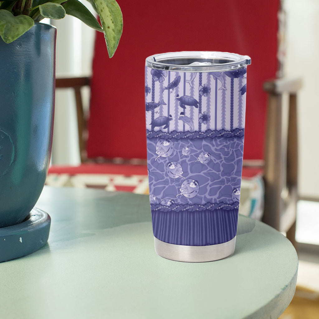 Hawaii Christmas In July Tumbler Cup Amethyst Purple Mele Kalikimaka Sea Animals