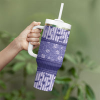 Hawaii Christmas In July Tumbler With Handle Amethyst Purple Mele Kalikimaka Sea Animals
