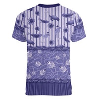 Hawaii Christmas In July Women V-Neck T-Shirt Amethyst Purple Mele Kalikimaka Sea Animals DT05 - Polynesian Pride
