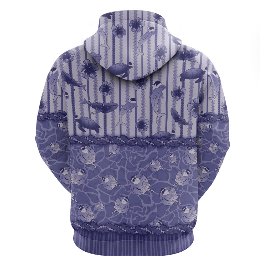 Hawaii Christmas In July Zip Hoodie Amethyst Purple Mele Kalikimaka Sea Animals