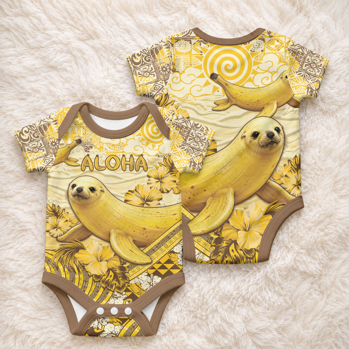 Hawaii Banana Seal Baby Onesie Ilio Holo I Ka Uaua Aloha