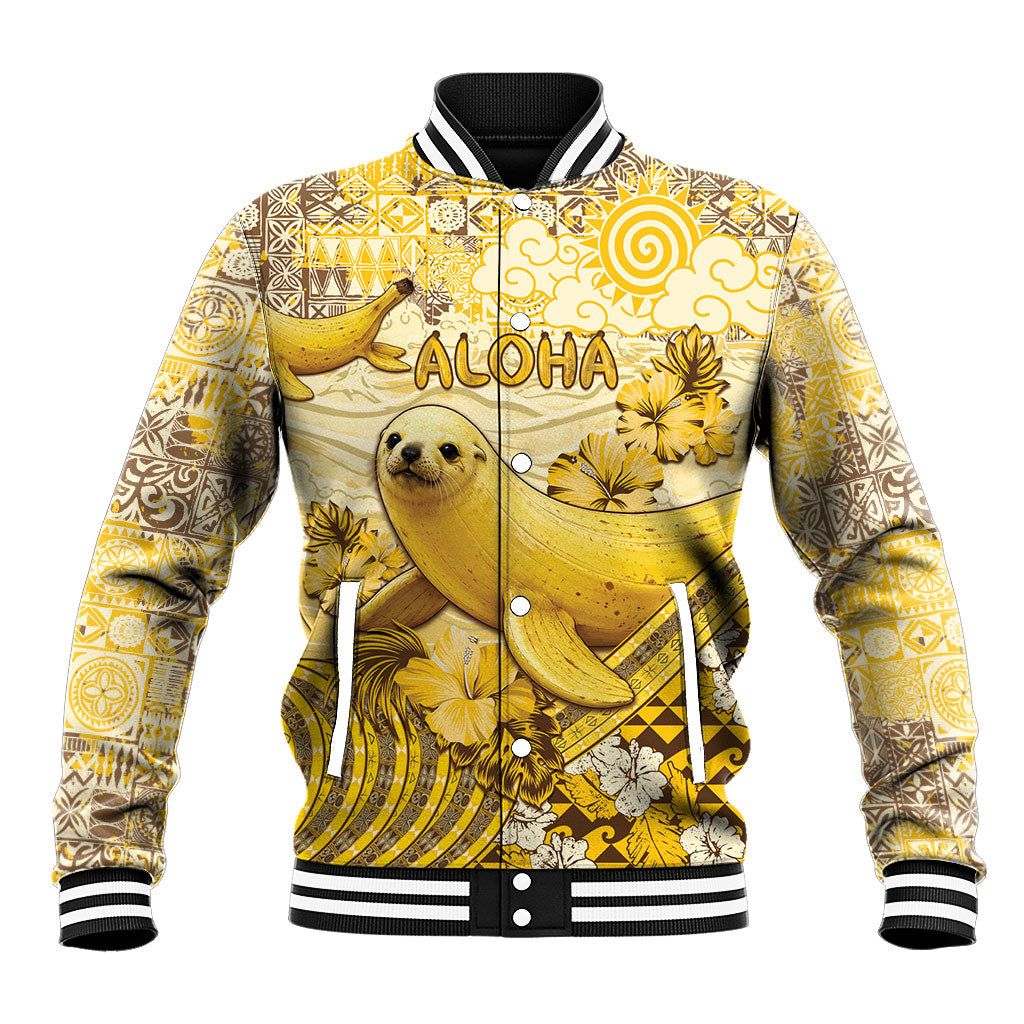Hawaii Banana Seal Baseball Jacket Ilio Holo I Ka Uaua Aloha DT05 Unisex Yellow - Polynesian Pride