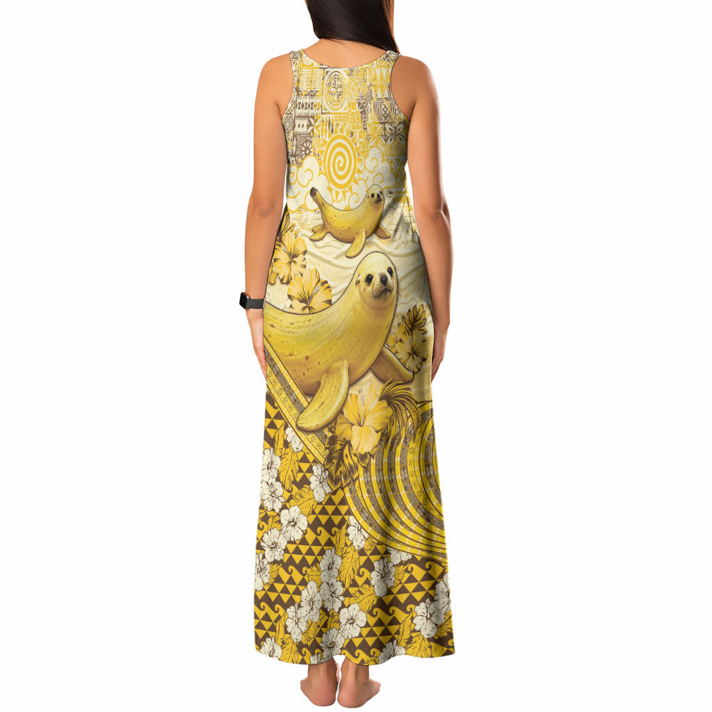 Hawaii Banana Seal Tank Maxi Dress Ilio Holo I Ka Uaua Aloha DT05 - Polynesian Pride