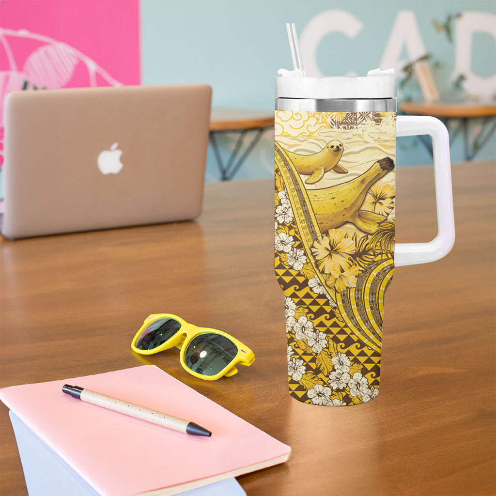 Hawaii Banana Seal Tumbler With Handle Ilio Holo I Ka Uaua Aloha DT05 - Polynesian Pride