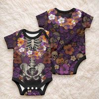 Hawaii Halloween Baby Onesie Skeleton Bones Flower Lei Tropical Floral