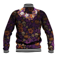 Hawaii Halloween Baseball Jacket Skeleton Bones Flower Lei Tropical Floral DT05 - Polynesian Pride