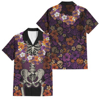 Hawaii Halloween Family Matching Mermaid Dress and Hawaiian Shirt Skeleton Bones Flower Lei Tropical Floral DT05 Dad's Shirt - Short Sleeve Black - Polynesian Pride