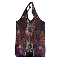 Hawaii Halloween Grocery Bag Skeleton Bones Flower Lei Tropical Floral
