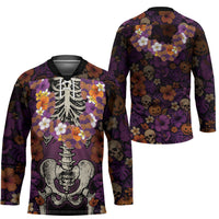 Hawaii Halloween Hockey Jersey Skeleton Bones Flower Lei Tropical Floral DT05 - Polynesian Pride