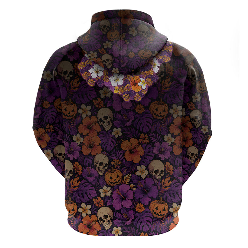 Hawaii Halloween Hoodie Skeleton Bones Flower Lei Tropical Floral DT05 - Polynesian Pride