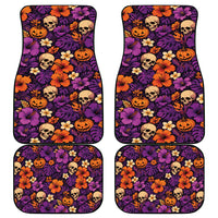 Hawaii Halloween Car Mats Skeleton Pumpkin Hawaiian Flower Tribal DT05 - Polynesian Pride