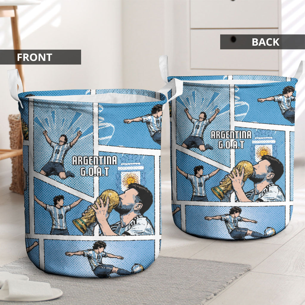 Argentina Football Laundry Basket Goat Comic Style Sun Of May