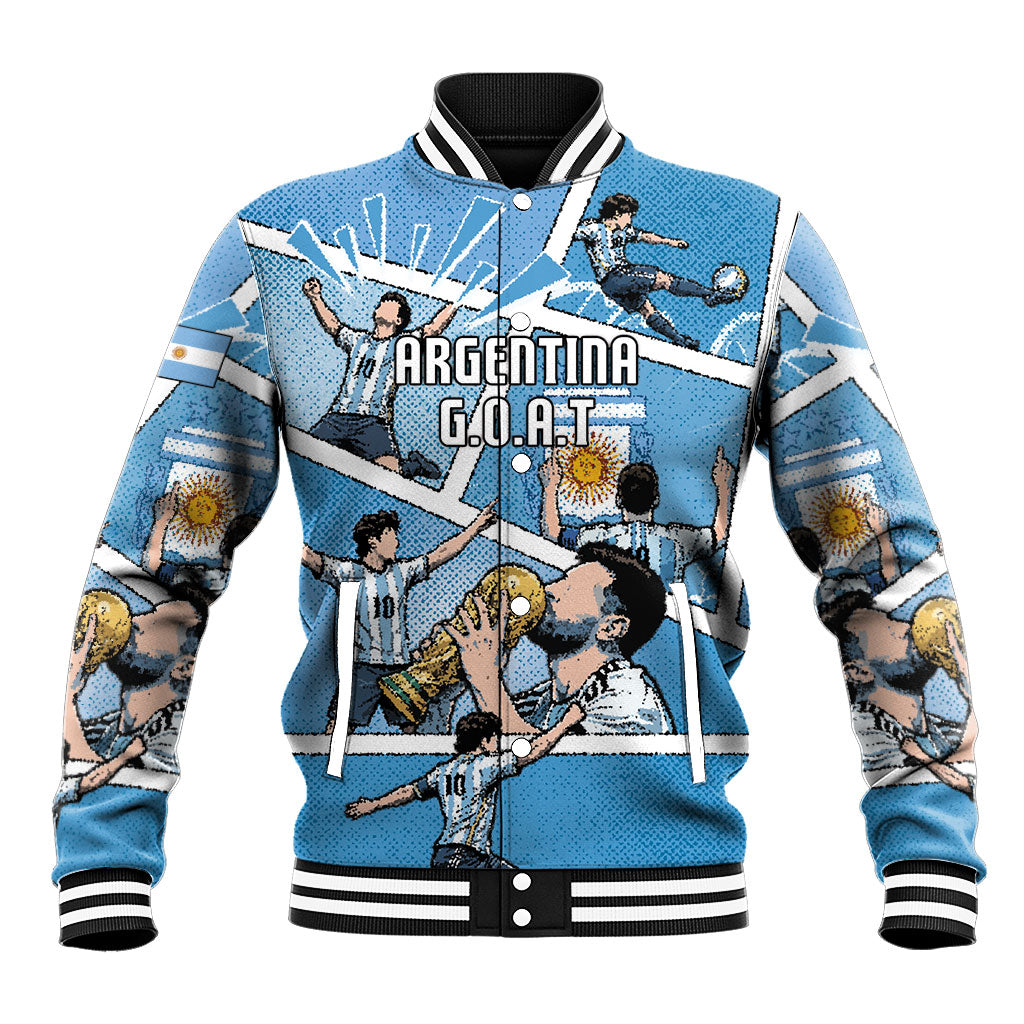 Custom Argentina Football Baseball Jacket Goat Comic Style Sun Of May
