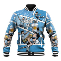 Custom Argentina Football Baseball Jacket Goat Comic Style Sun Of May