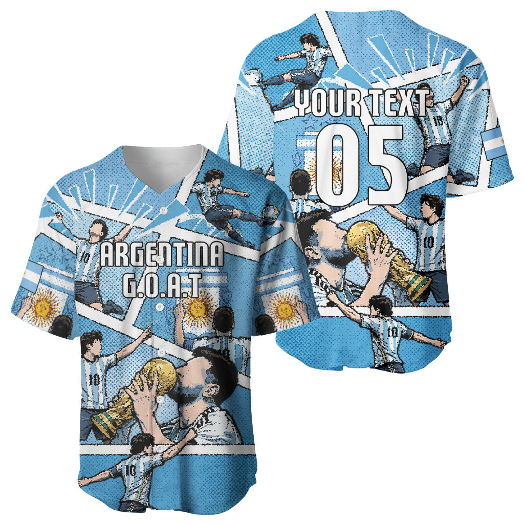 Custom Argentina Football Baseball Jersey Goat Comic Style Sun Of May