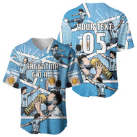 Custom Argentina Football Baseball Jersey Goat Comic Style Sun Of May