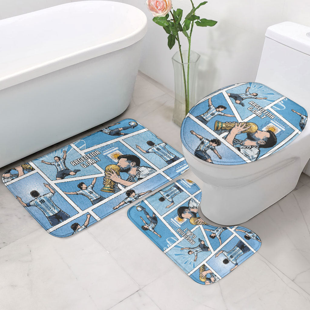 Argentina Football Bathroom Set Goat Comic Style Sun Of May