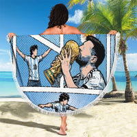 Argentina Football Beach Blanket Goat Comic Style Sun Of May