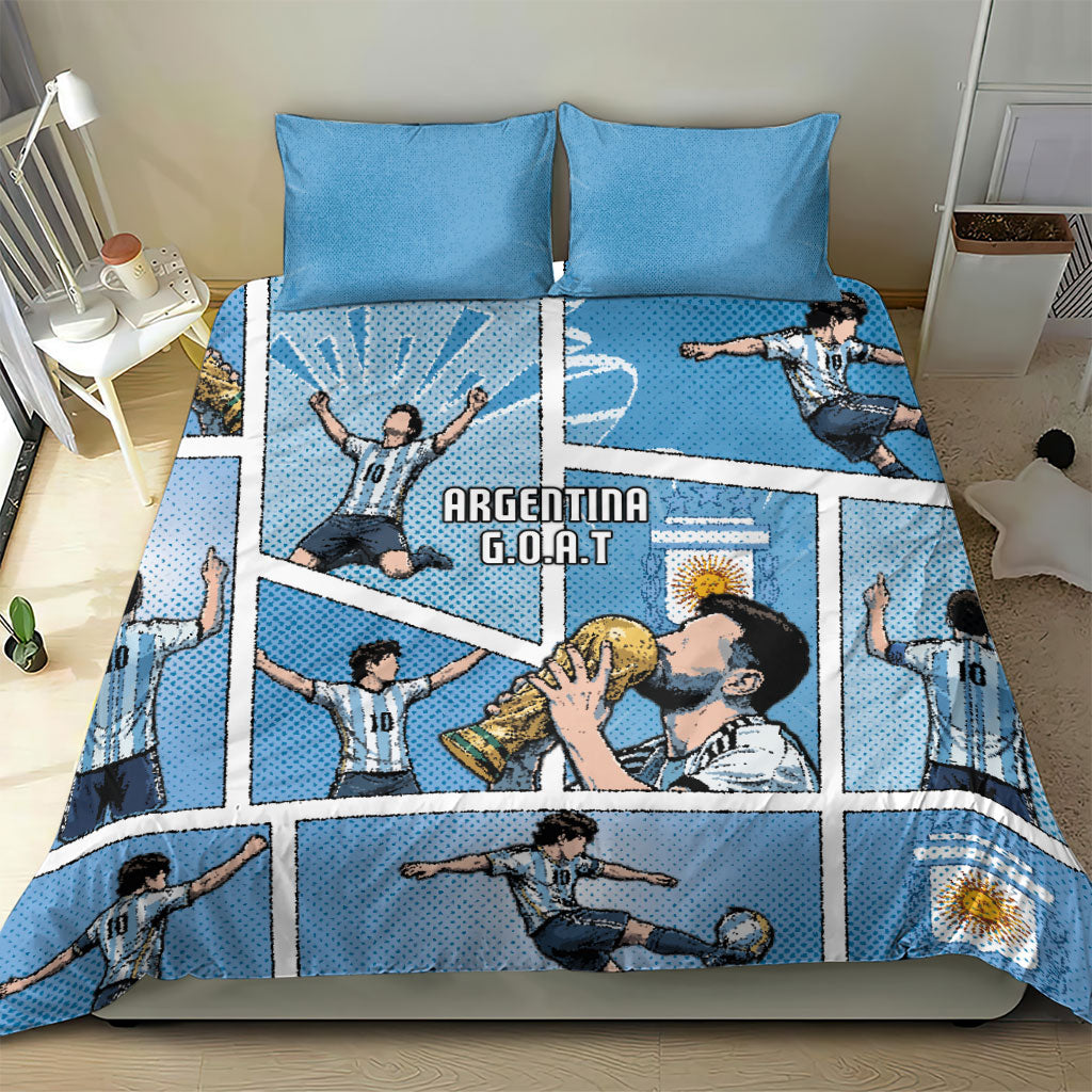 Argentina Football Bedding Set Goat Comic Style Sun Of May