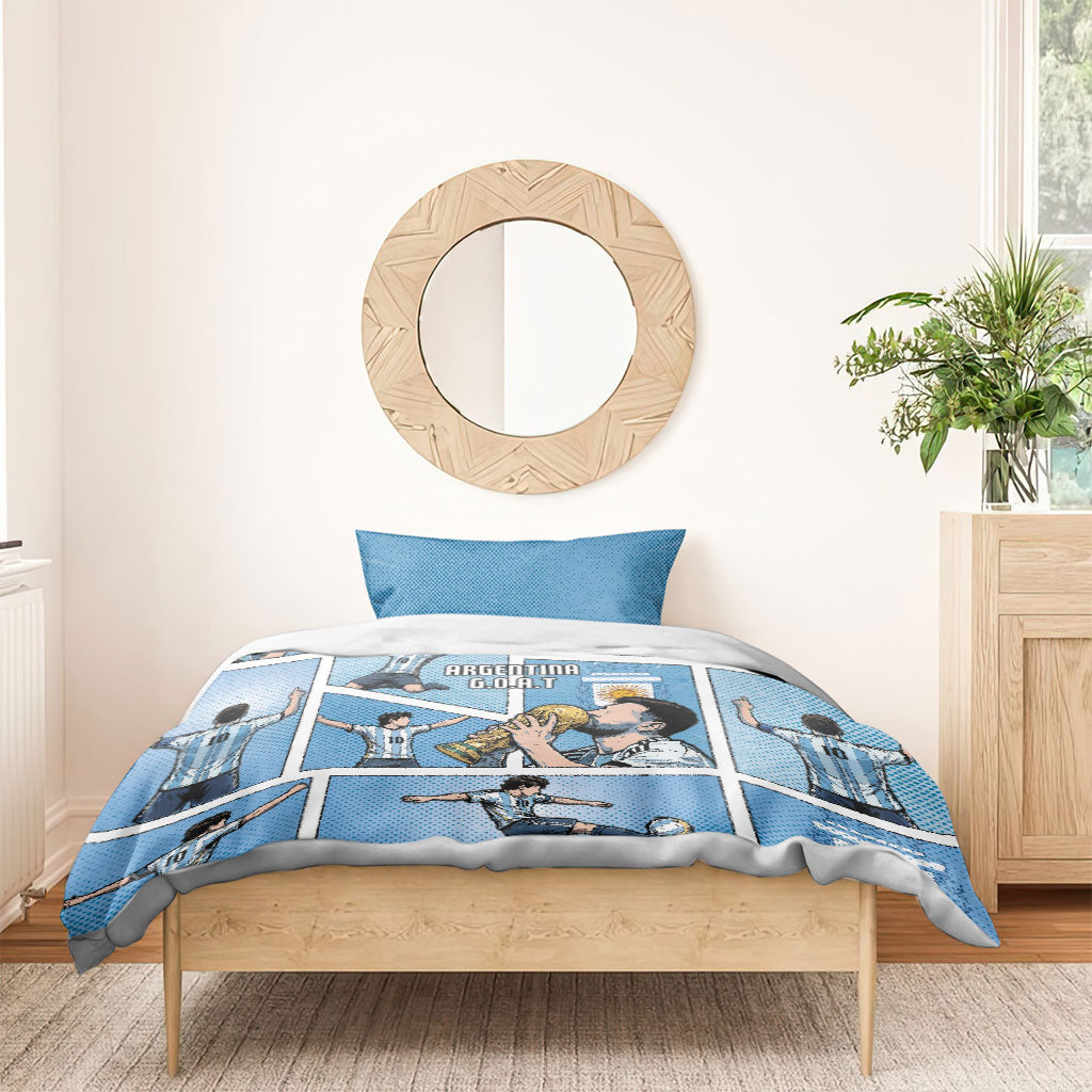 Argentina Football Bedding Set Goat Comic Style Sun Of May