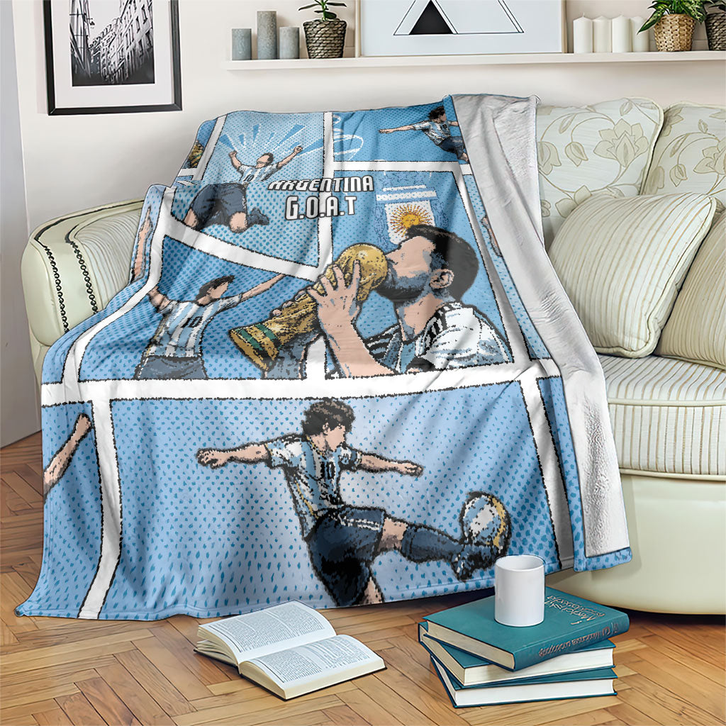 Argentina Football Blanket Goat Comic Style Sun Of May