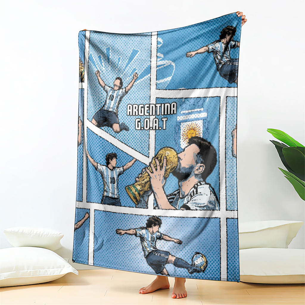 Argentina Football Blanket Goat Comic Style Sun Of May