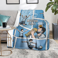 Argentina Football Blanket Goat Comic Style Sun Of May