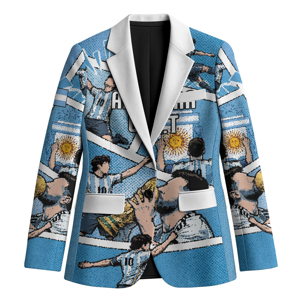 Custom Argentina Football Blazer Goat Comic Style Sun Of May